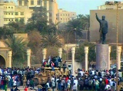 Boo-rah, Saddam's Statue falls!